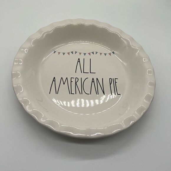 Rae Dunn All American Pie Ceramic Pie Plate - Picture 1 of 4
